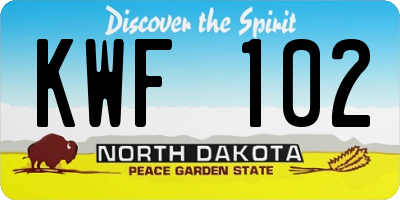 ND license plate KWF102