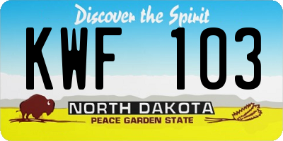 ND license plate KWF103