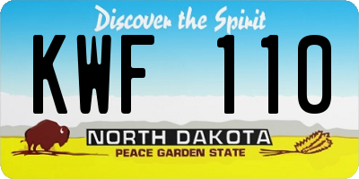 ND license plate KWF110
