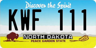 ND license plate KWF111