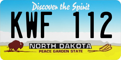 ND license plate KWF112