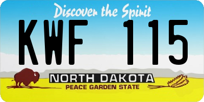 ND license plate KWF115