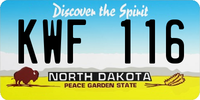 ND license plate KWF116