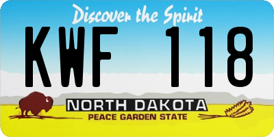 ND license plate KWF118
