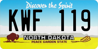 ND license plate KWF119