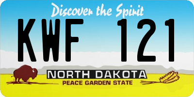 ND license plate KWF121