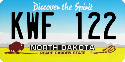 ND license plate KWF122