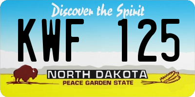 ND license plate KWF125