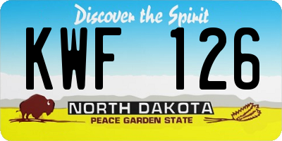 ND license plate KWF126