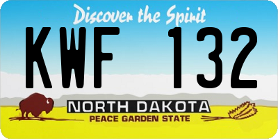 ND license plate KWF132