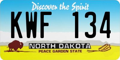 ND license plate KWF134