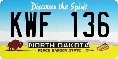 ND license plate KWF136