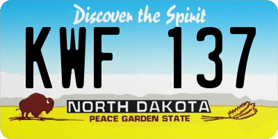 ND license plate KWF137
