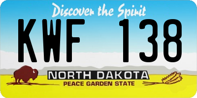 ND license plate KWF138