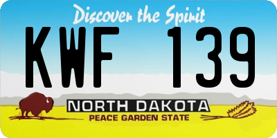 ND license plate KWF139