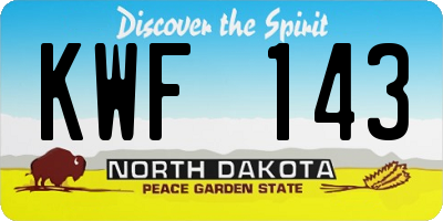 ND license plate KWF143