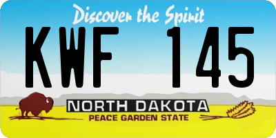 ND license plate KWF145