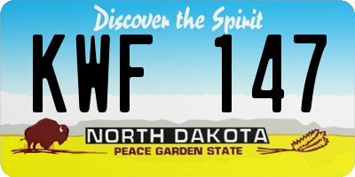 ND license plate KWF147