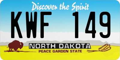 ND license plate KWF149