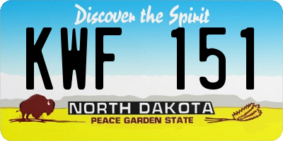ND license plate KWF151