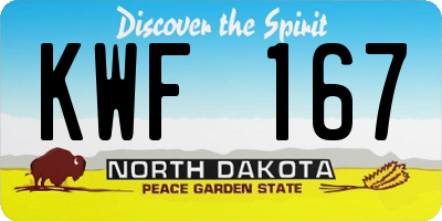 ND license plate KWF167