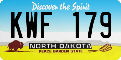 ND license plate KWF179