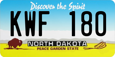 ND license plate KWF180