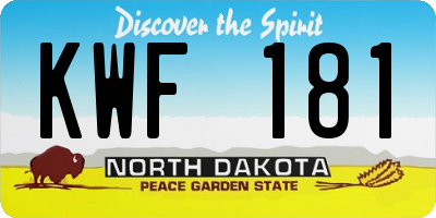 ND license plate KWF181