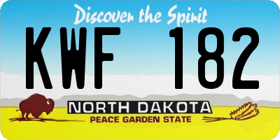 ND license plate KWF182