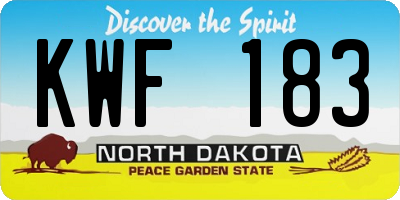 ND license plate KWF183