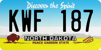 ND license plate KWF187