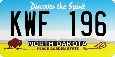 ND license plate KWF196