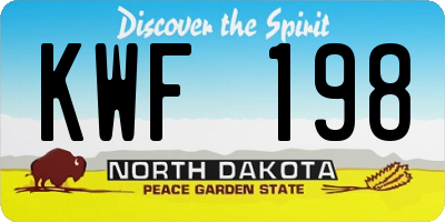 ND license plate KWF198
