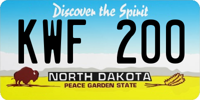ND license plate KWF200