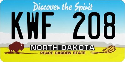ND license plate KWF208