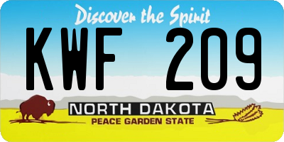 ND license plate KWF209