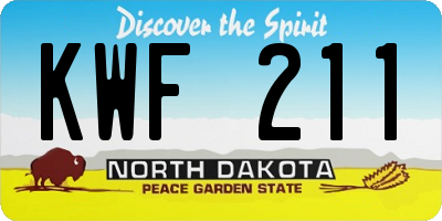 ND license plate KWF211