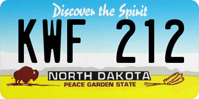 ND license plate KWF212