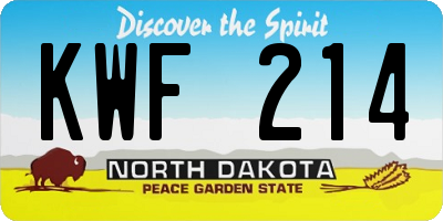 ND license plate KWF214