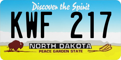 ND license plate KWF217