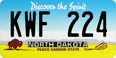ND license plate KWF224