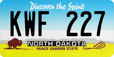 ND license plate KWF227