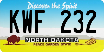ND license plate KWF232