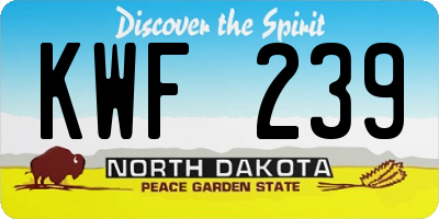 ND license plate KWF239