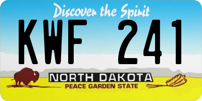 ND license plate KWF241