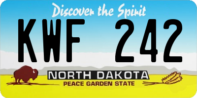 ND license plate KWF242