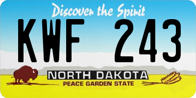 ND license plate KWF243