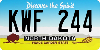 ND license plate KWF244