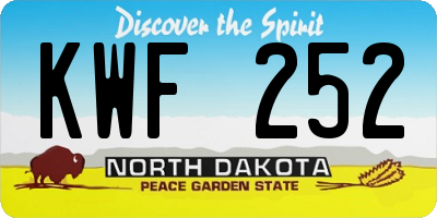 ND license plate KWF252