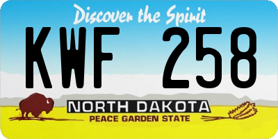 ND license plate KWF258